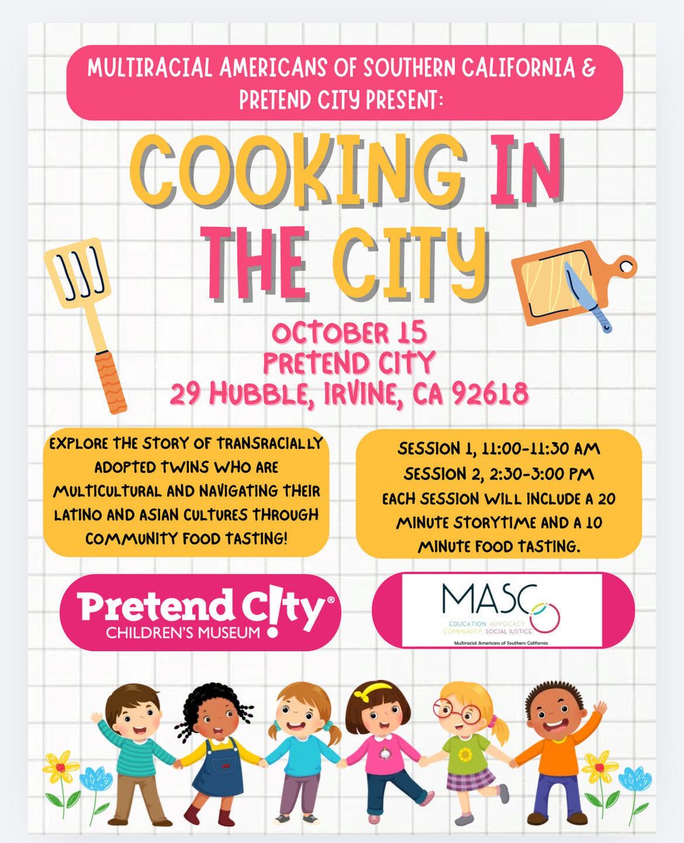 Flyer: Cooking in the City, presented by MASC and Pretend City Children's Museum